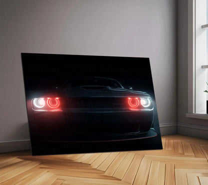 Dodge Challenger – The Hellfire Gaze | Neon Metal Frame - TURTLEWINGS
