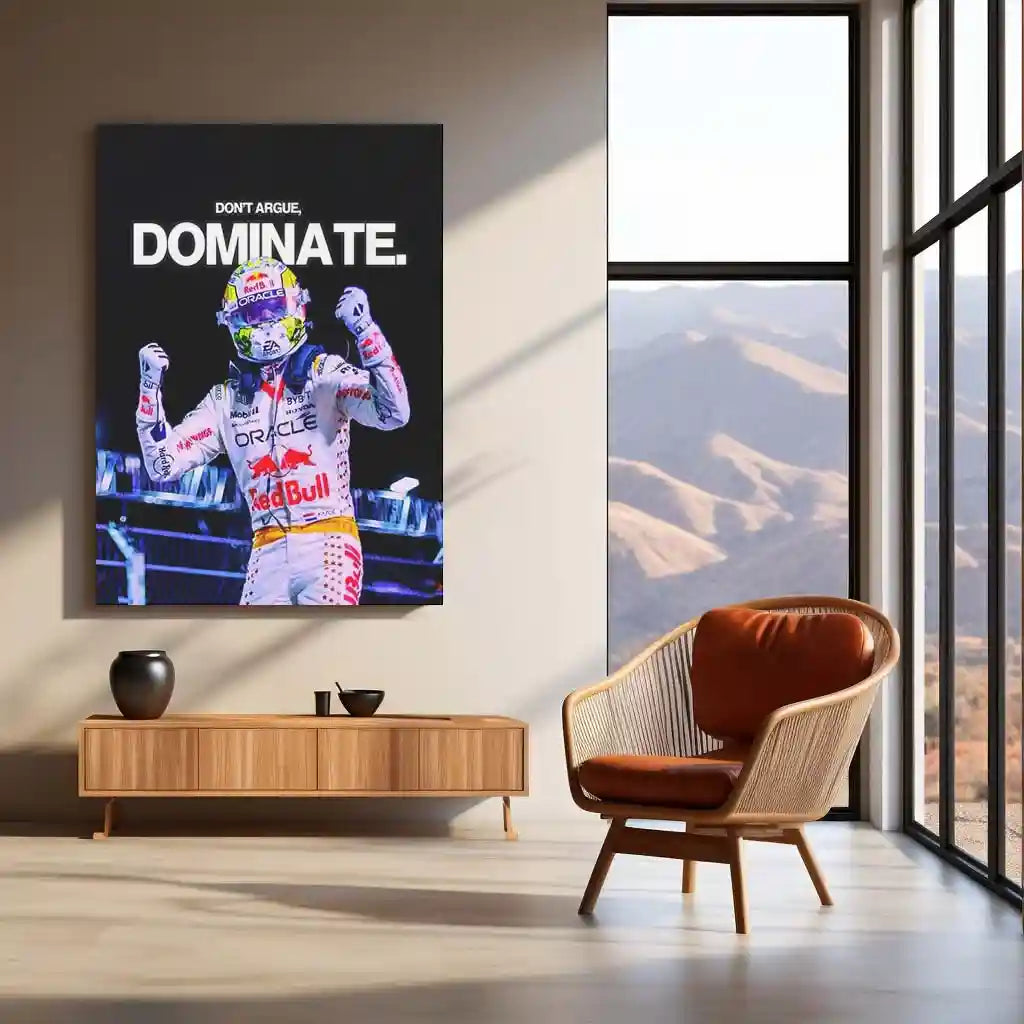 Quote Metal Poster | Max Verstappen – Don’t Argue, Dominate Metal Frame Relentless F1 Supremacy & Winner-Takes-All Mindset Wall Art | Racing Dominance Quote Metal Poster - TURTLEWINGS 
