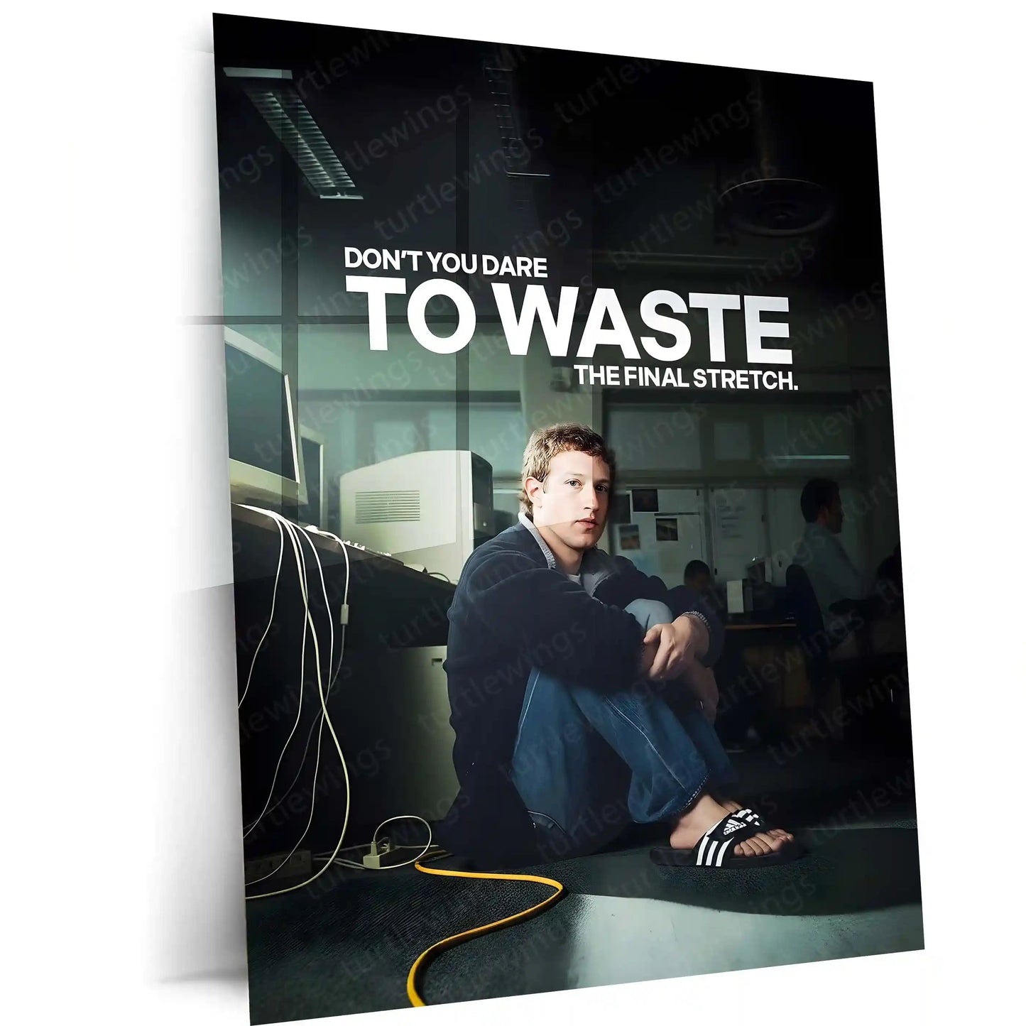 Quote Metal Poster | Mark Zuckerberg – Don’t Waste the Final Stretch Metal Frame Relentless Focus & Builder’s Endgame Mindset Wall Art | Execution Over Comfort Quote Metal Poster - TURTLEWINGS