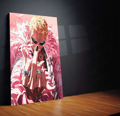 Anime Metal Poster | Donquixote Doflamingo | Dominance & Chaos Anime Wall Art | Villain Power Metal Poster - TURTLEWINGS