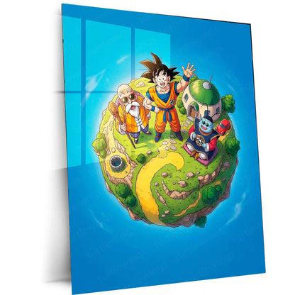 Anime Metal Poster | Dragon Ball Nostalgia Metal Poster | Goku Master Roshi Anime Wall Art | Kame House Island Frame | Anime Decor - TURTLEWINGS