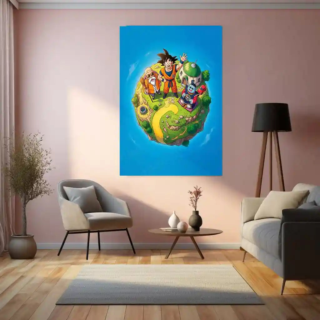 Anime Metal Poster | Dragon Ball Nostalgia Metal Poster | Goku Master Roshi Anime Wall Art | Kame House Island Frame | Anime Decor - TURTLEWINGS