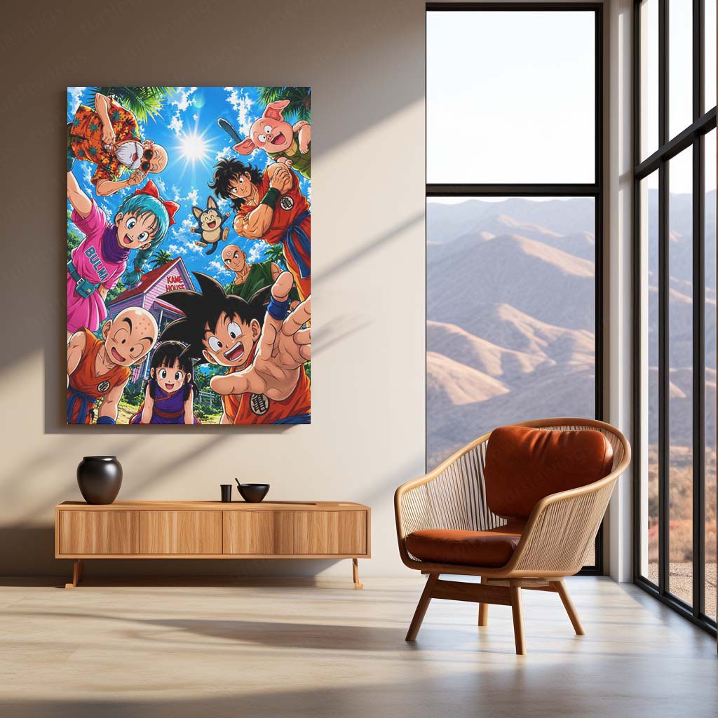 Dragon Ball Z Kame House Friends Metal Poster | Goku & Friends Anime Wall Art
