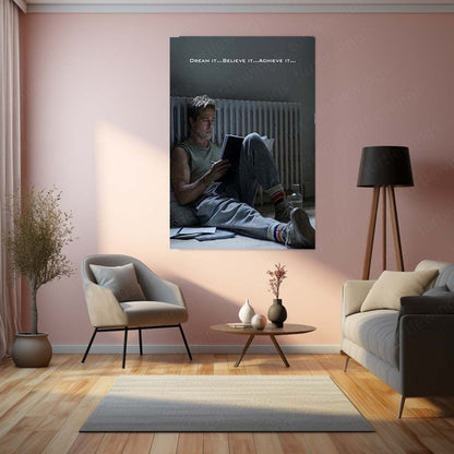 Quote Metal Poster | Brad Pitt – Dream It, Believe It, Achieve It | Motivational Mindset Metal Frame | Inspirational Cinema Wall Art by TurtleWings
