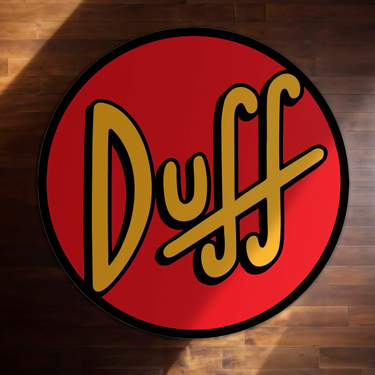 Duff Beer Round Area Flat Rug | Simpsons Inspired Circle Floor Mat | Anti-Slip 3 mm Absorbent Flat Rug for Bedroom, Bar, Gaming Room & Man Cave Decor