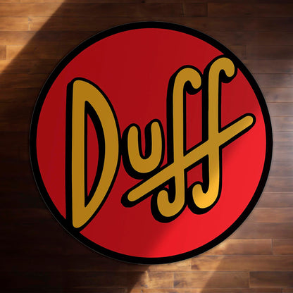 Duff Beer Round Area Flat Rug | Simpsons Inspired Circle Floor Mat | Anti-Slip 3 mm Absorbent Flat Rug for Bedroom, Bar, Gaming Room & Man Cave Decor