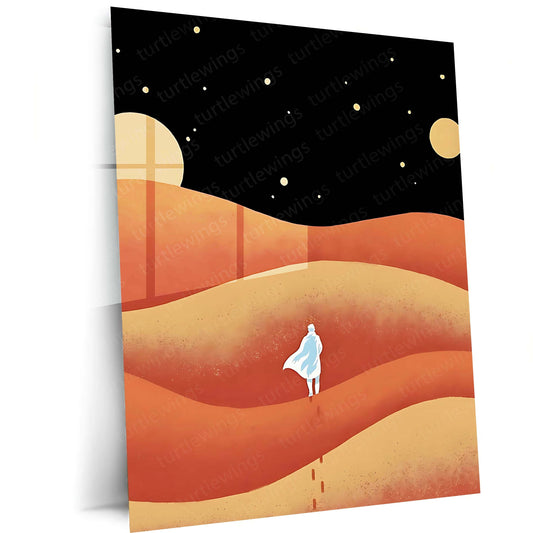 Dune Metal Frame | Minimal Sci-Fi Desert Art | Premium Metal Poster