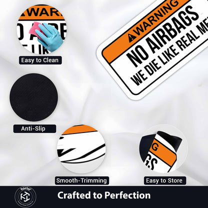 Warning No Airbags We Die Like Real Men Flat Rug | Funny Car Meme Floor Decor | Automotive Humor Statement Flat Rug