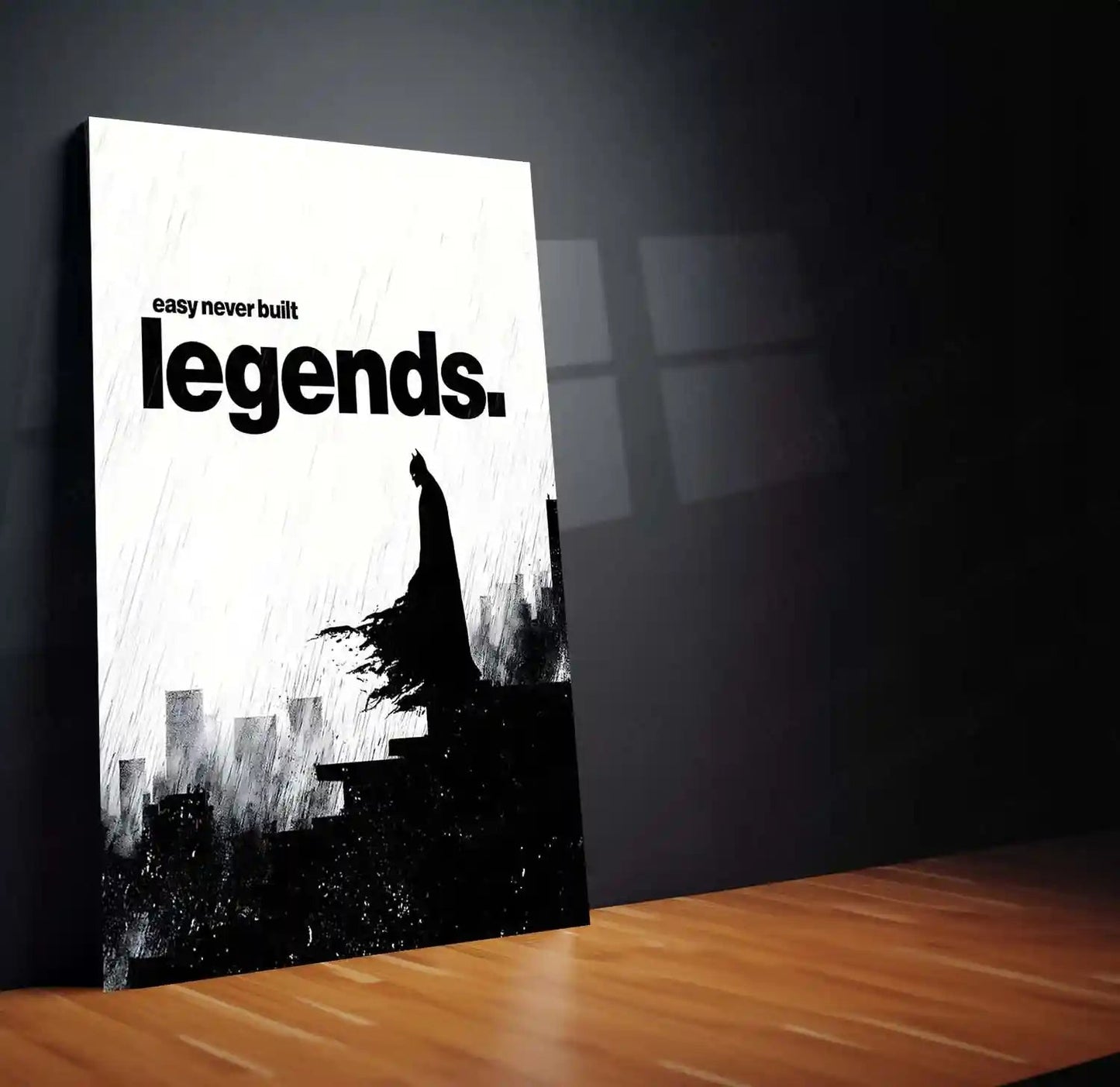 Quote Metal Poster | Easy Never Built Legends | Grit, Discipline & Dark Knight Mindset Metal Frame - TURTLEWINGS 