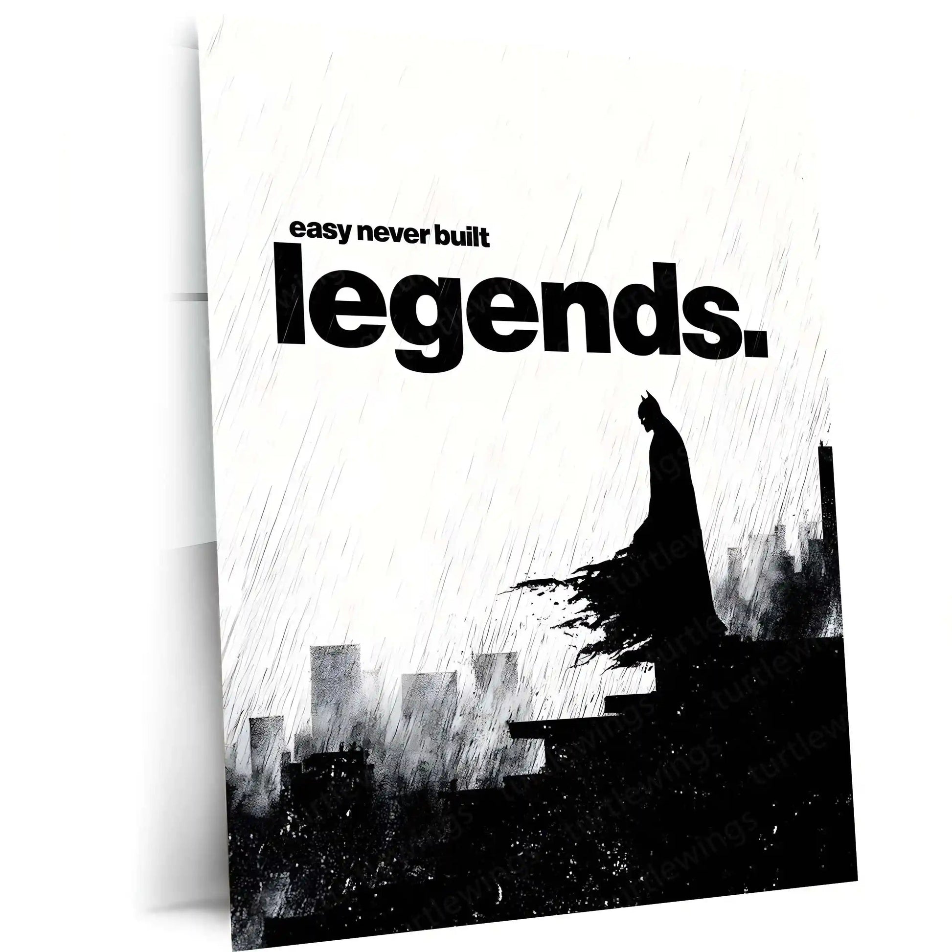 Quote Metal Poster | Easy Never Built Legends | Grit, Discipline & Dark Knight Mindset Metal Frame - TURTLEWINGS 