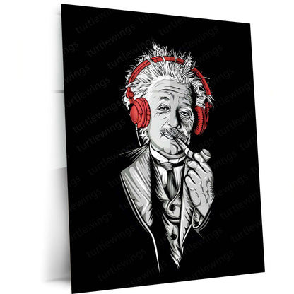 Einstein Beats Metal Poster | Genius Meets Music Wall Art | Creative Mind Inspirational Metal Frame by TurtleWings