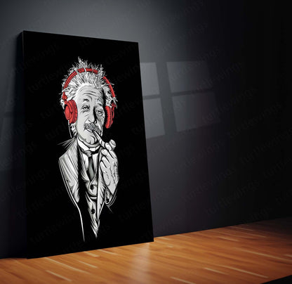 Einstein Beats Metal Poster | Genius Meets Music Wall Art | Creative Mind Inspirational Metal Frame by TurtleWings