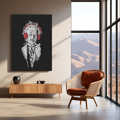 Einstein Beats Metal Poster | Genius Meets Music Wall Art | Creative Mind Inspirational Metal Frame by TurtleWings