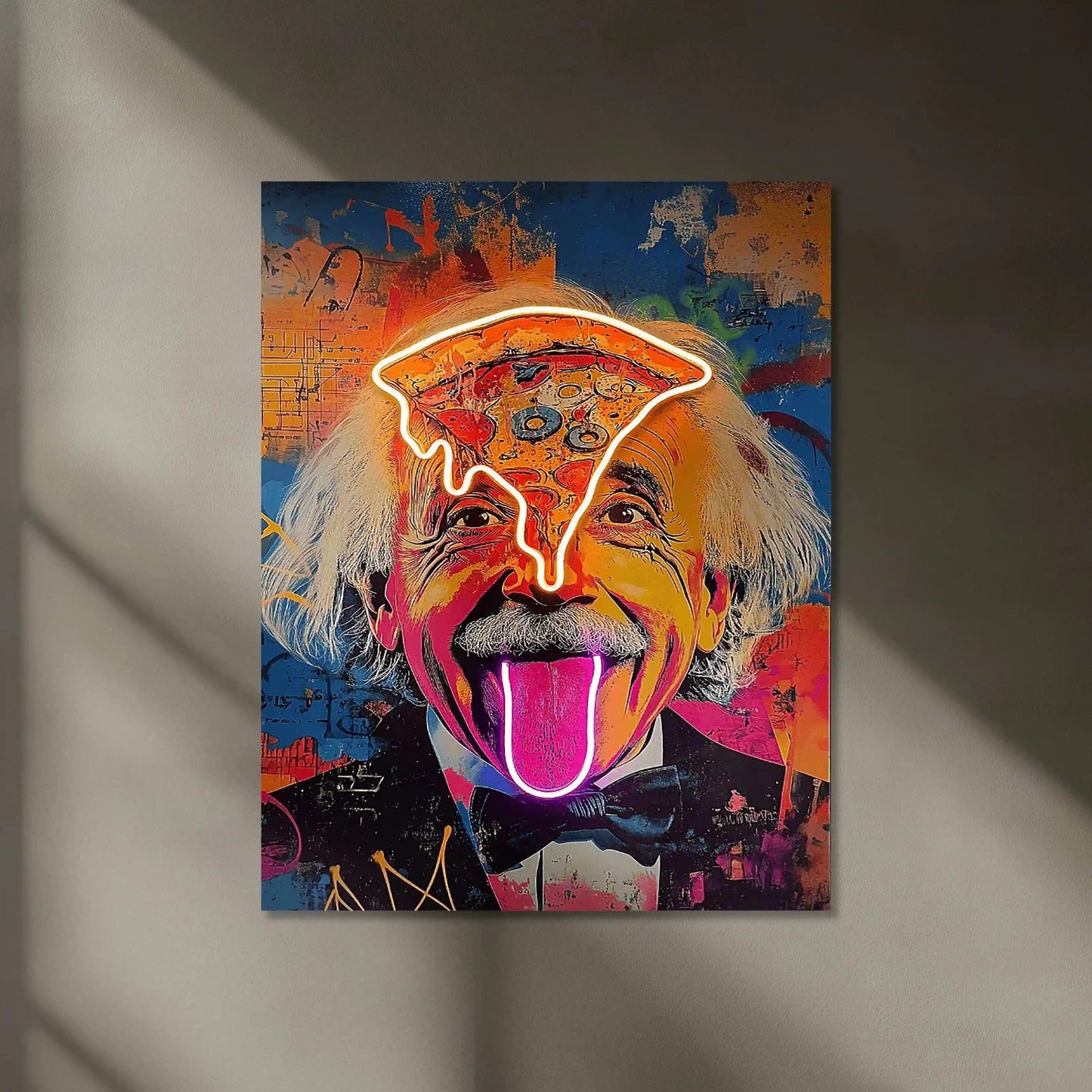 Einstein Pizza Pop Neon LED Metal Frame â A Slice of Genius - TURTLEWINGS