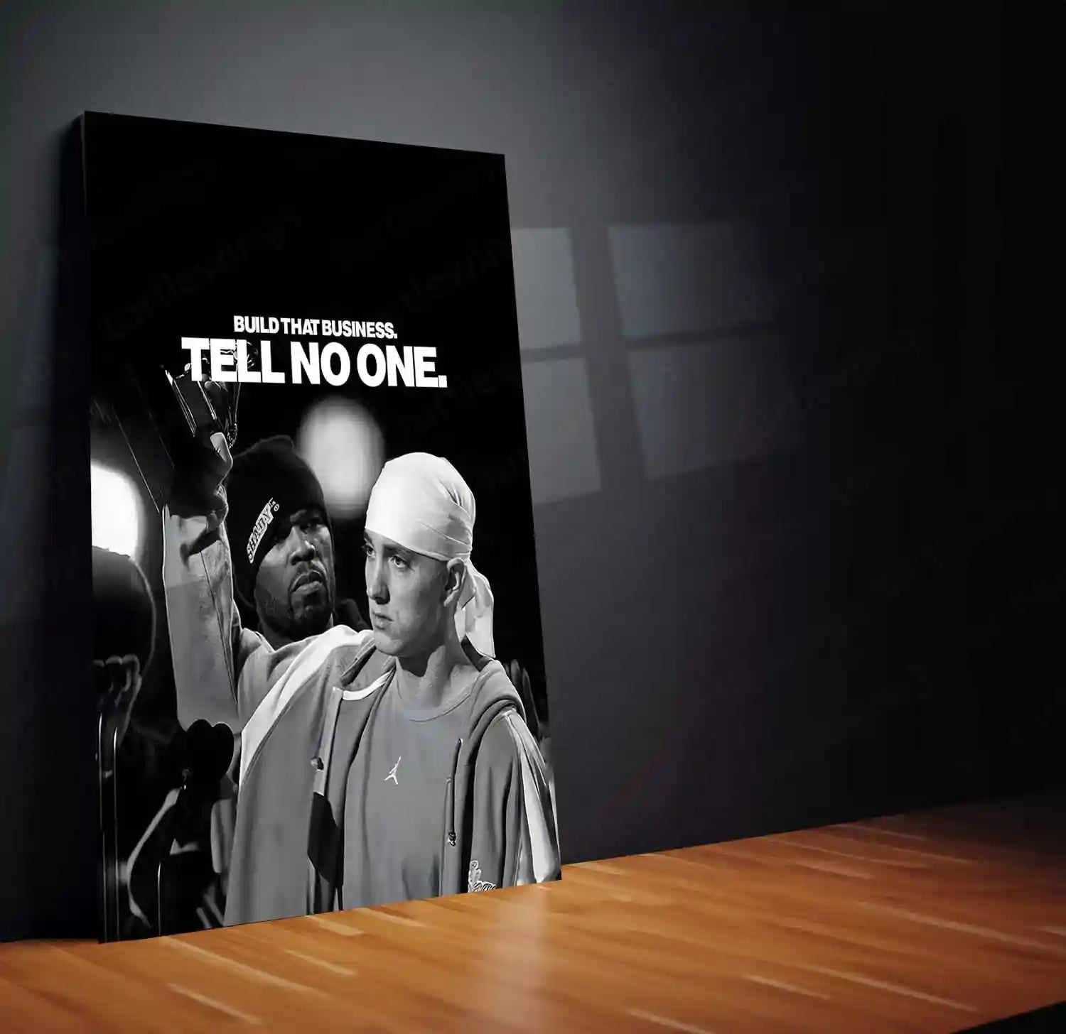 Quote Metal Poster | Eminem & 50 Cent | “Build That Business. Tell No One.” | Hustle Mindset Metal Poster - TURTLEWINGS