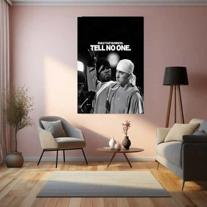 Quote Metal Poster | Eminem & 50 Cent | “Build That Business. Tell No One.” | Hustle Mindset Metal Poster - TURTLEWINGS