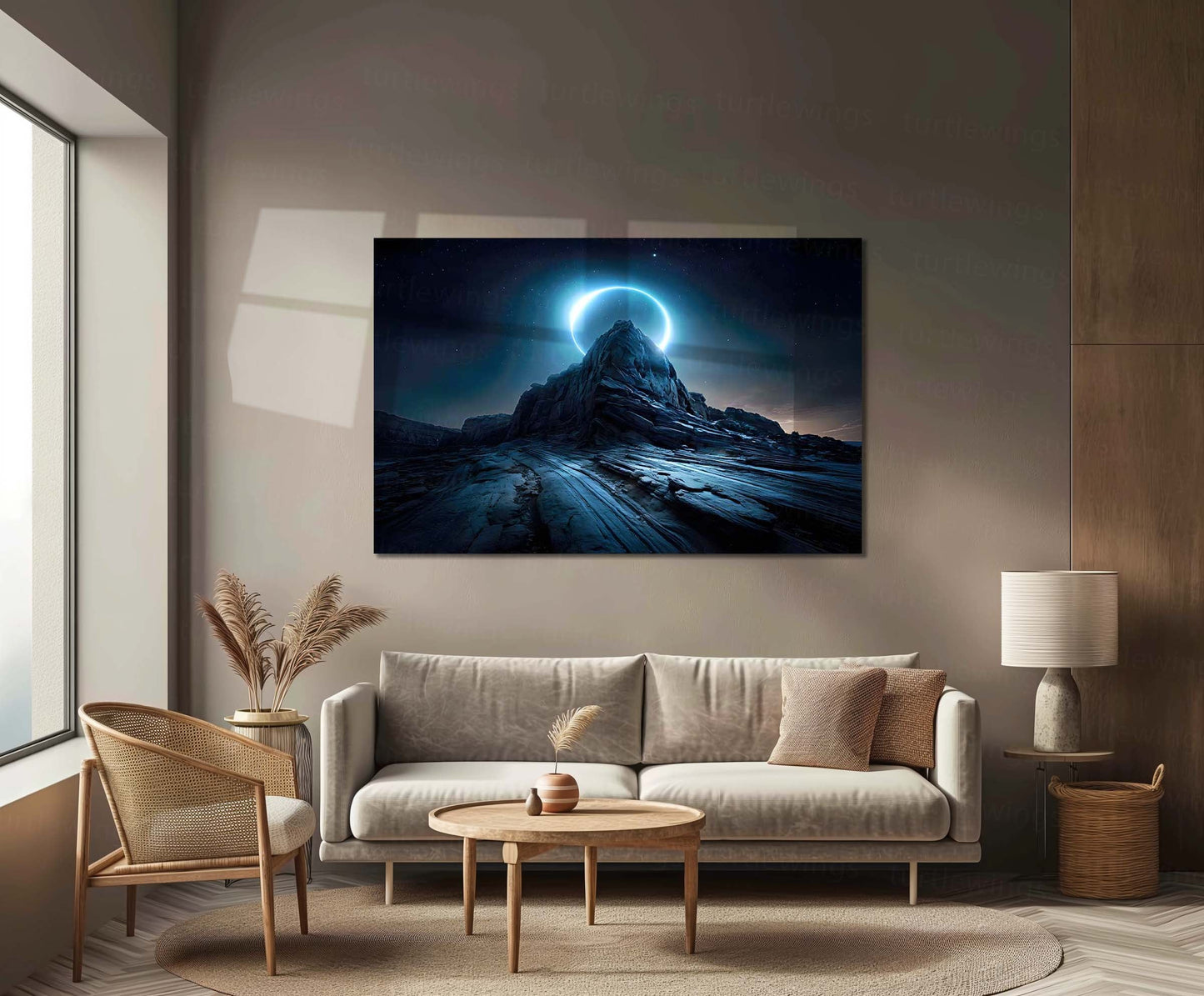 Enigmatic Lunar Eclipse Metal Poster | Celestial Nightscape Wall Art