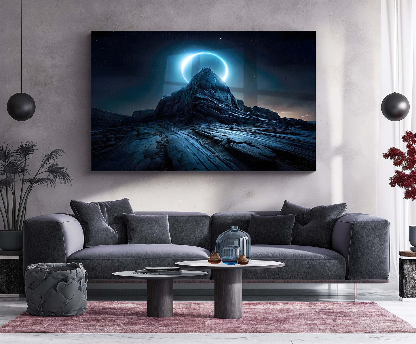 Enigmatic Lunar Eclipse Metal Poster | Celestial Nightscape Wall Art