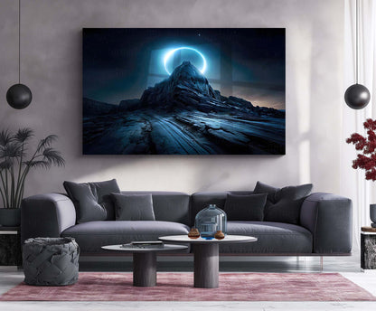 Enigmatic Lunar Eclipse Metal Poster | Celestial Nightscape Wall Art