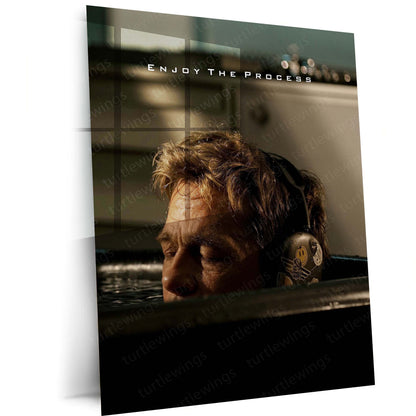 Quote Metal Poster | Brad Pitt – Enjoy the Process | Motivational Mindset Metal Frame | Cinematic Inspirational Wall Art by TurtleWings