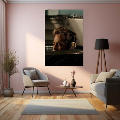 Quote Metal Poster | Brad Pitt – Enjoy the Process | Motivational Mindset Metal Frame | Cinematic Inspirational Wall Art by TurtleWings