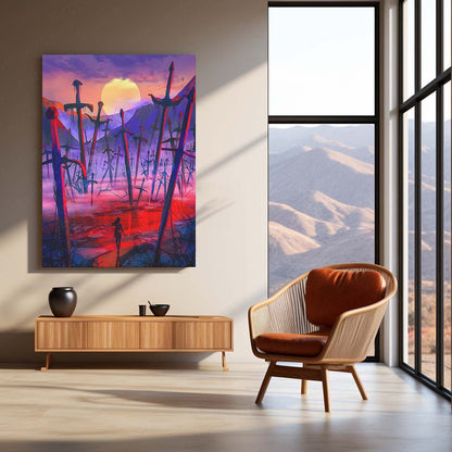 Movies & Series Metal Poster | Expedition 33 – Valley of Fallen Swords | Surreal Fantasy Metal Frame Poster