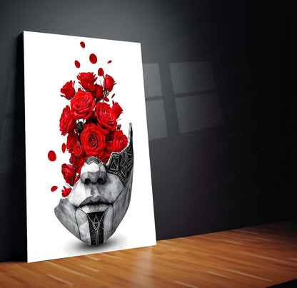 Movies & Series Metal Poster | Expedition 33 – The Mask of Thorns | Surreal Rose Sculpture Metal Frame Poster