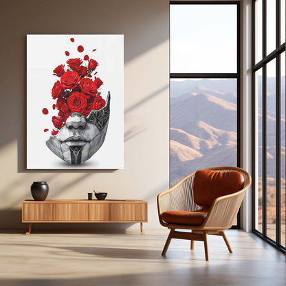 Movies & Series Metal Poster | Expedition 33 – The Mask of Thorns | Surreal Rose Sculpture Metal Frame Poster