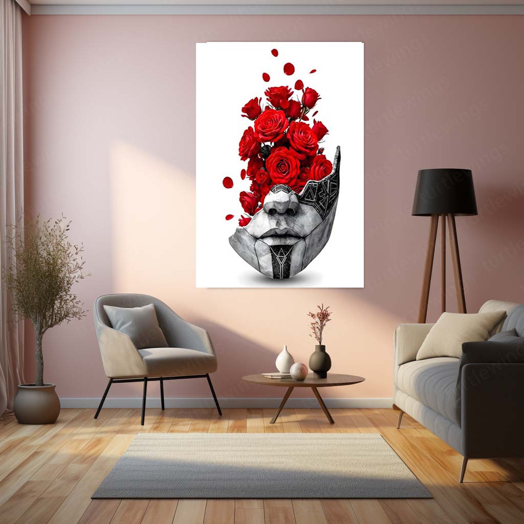 Movies & Series Metal Poster | Expedition 33 – The Mask of Thorns | Surreal Rose Sculpture Metal Frame Poster