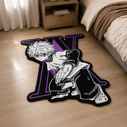 Killua Zoldyck Hunter × Hunter Cut-out Flat Rug | Iconic Anime Character Flat Rug | Premium Anime Gaming Room Decor