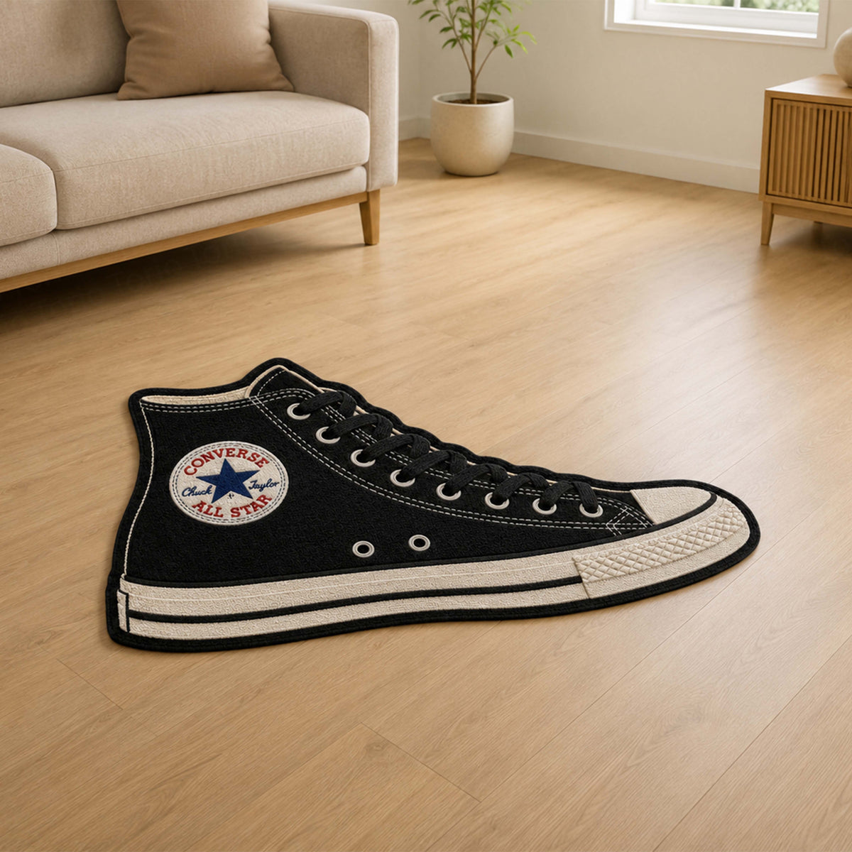 Converse Chuck Taylor All Star High-Top Cut-out Flat Rug | Classic Canvas Sneaker Flat Rug | Premium Streetwear Room Decor