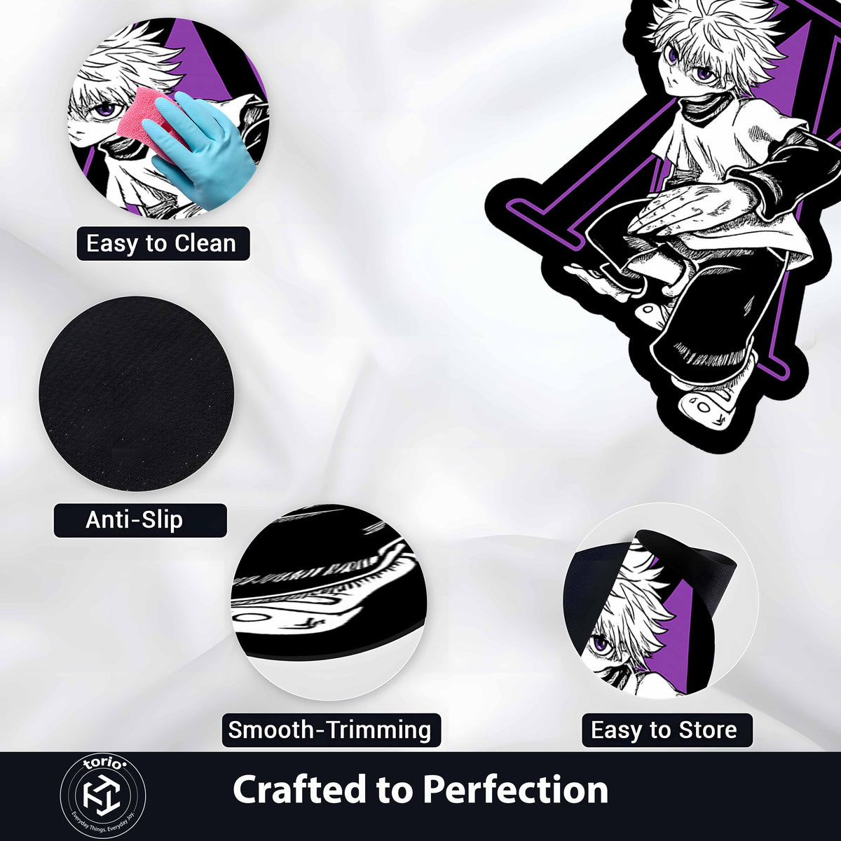 Killua Zoldyck Hunter × Hunter Cut-out Flat Rug | Iconic Anime Character Flat Rug | Premium Anime Gaming Room Decor