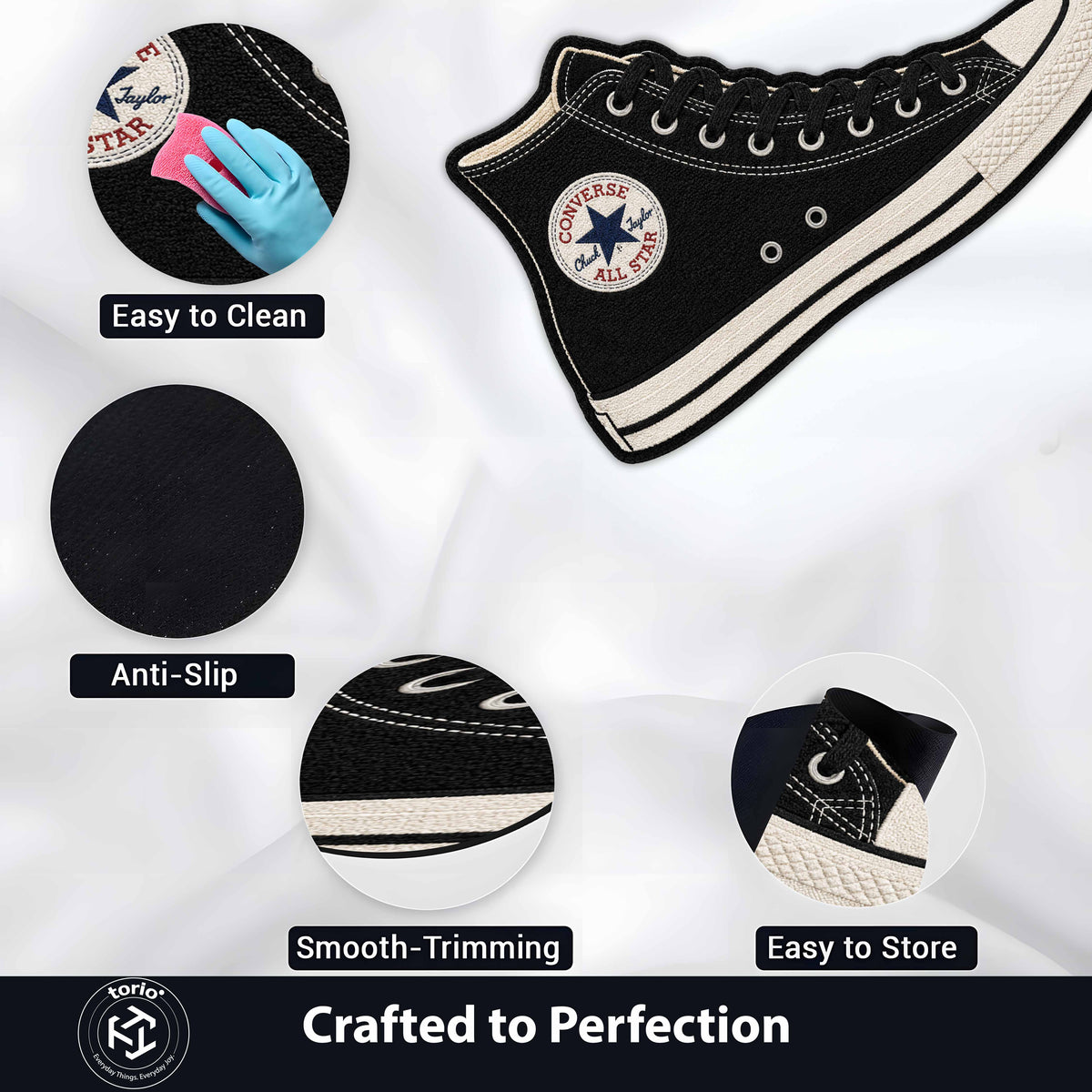 Converse Chuck Taylor All Star High-Top Cut-out Flat Rug | Classic Canvas Sneaker Flat Rug | Premium Streetwear Room Decor