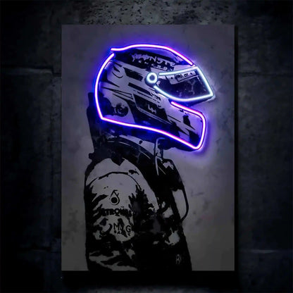 F1 Racing Cars Driver Neon LED Metal Frame â High-Speed Motorsport Art 3 - TURTLEWINGS