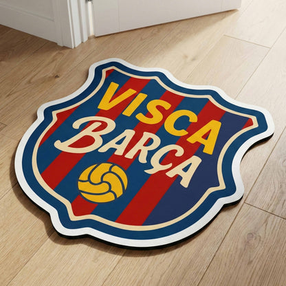 Visca Barca Inspired Football Floor Mat (3 mm Thick) | Classic Club Crest Design for Bedroom, Gaming Room & Sports Decor