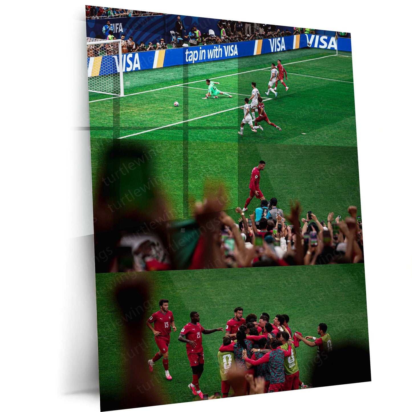 Cristiano Ronaldo FIFA World Cup 2026 Goal Celebration Metal Poster | Portugal Historic Match Collector Wall Art