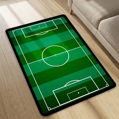 Football Field Rubber Floor Mat (3 mm Thick) | Soccer Pitch Game-Style Flat Rug for Bedroom, Gaming Room, Playroom & Aesthetic Decor