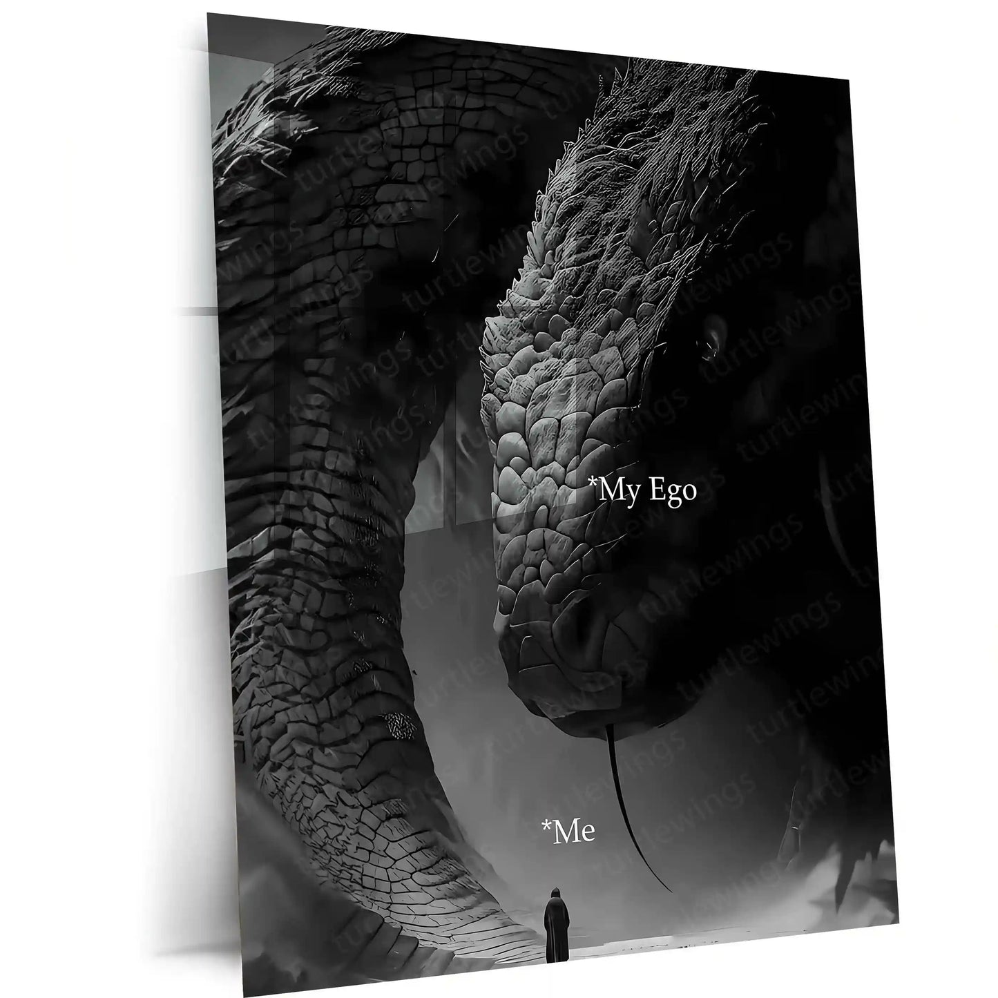 Quote Metal Poster | Face Your Ego Metal Poster | Dark Motivational Wall Art | Premium Metal Frame - TURTLEWINGS