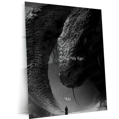 Quote Metal Poster | Face Your Ego Metal Poster | Dark Motivational Wall Art | Premium Metal Frame - TURTLEWINGS
