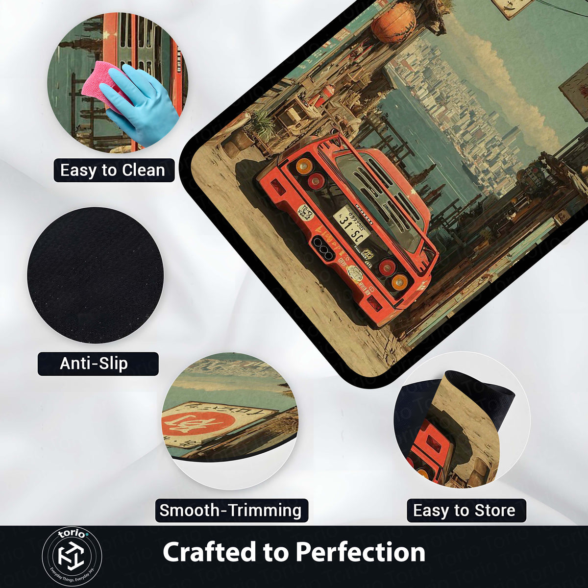 Sports Car Area Flat Rug | Supercar Design Floor Mat | Anti Slip Washable Door Mat for Bedroom, Living Room, Gaming Room Decor | 3 mm Thin Flat Rug