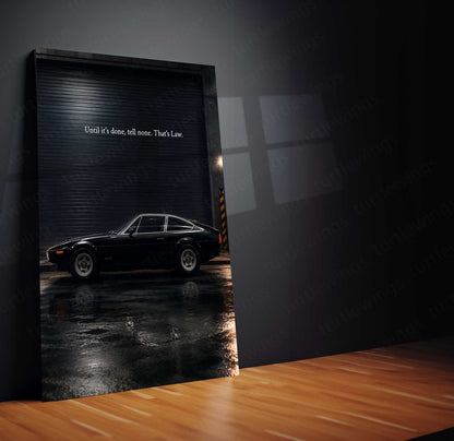 Car Metal Poster | Ferrari 365 GTC4 Midnight Metal Poster | Vintage Supercar Motivation Wall Art | “Until It’s Done, Tell None” Metal Print