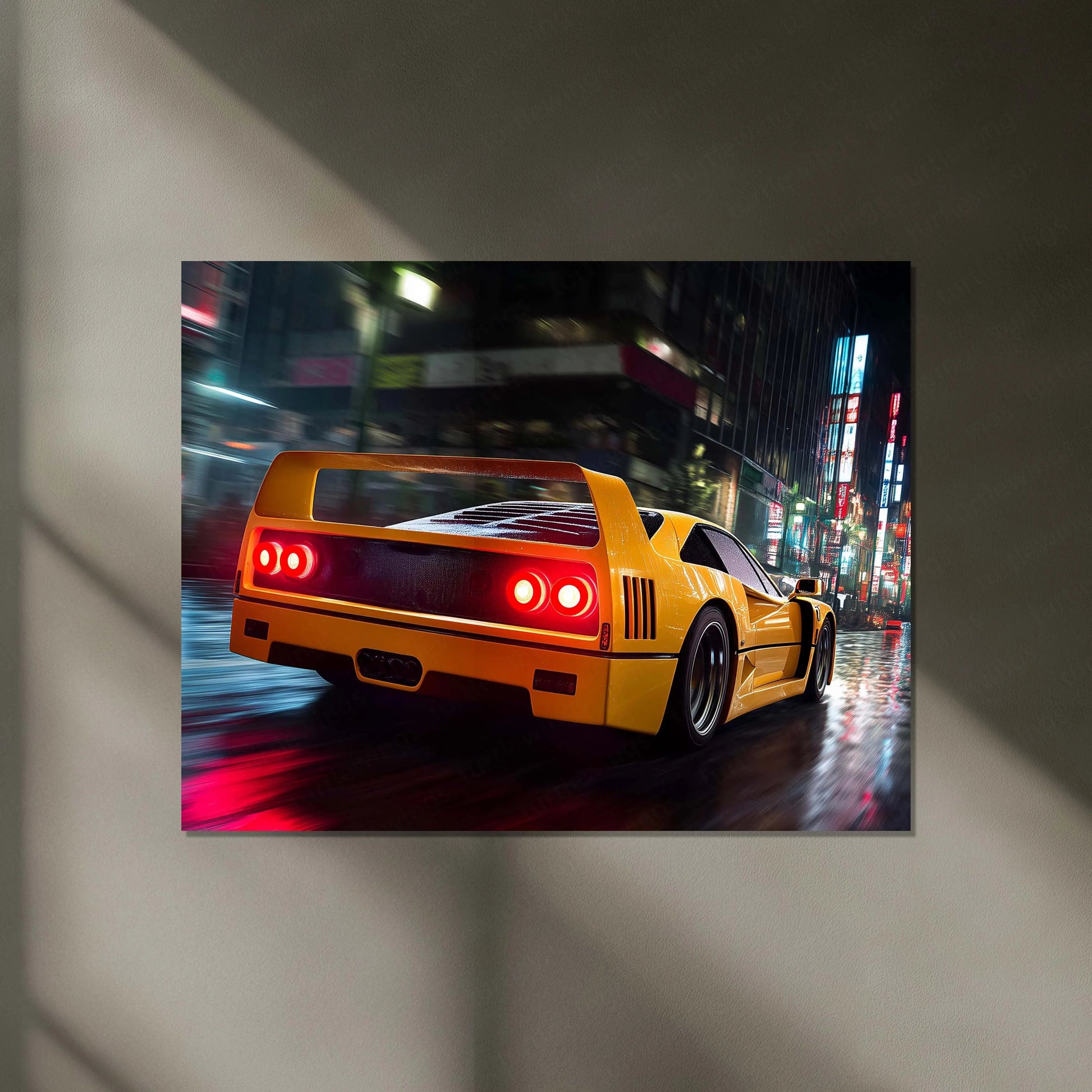 Ferrari F40 Neon LED Metal Poster | Legendary Supercar Wall Art | Red Performance Glow Frame - TURTLEWINGS