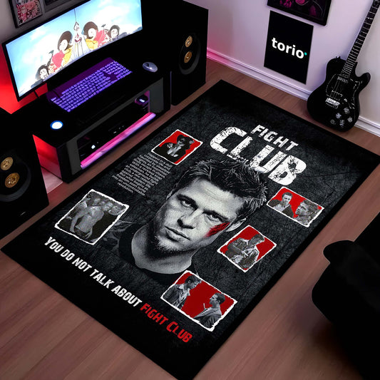 Fight Club Movie Poster Area Flat Rug | Vintage Cinema Floor Mat | Cult Classic Film Flat Rug for Bedroom, Gaming Room & Movie Lover Decor
