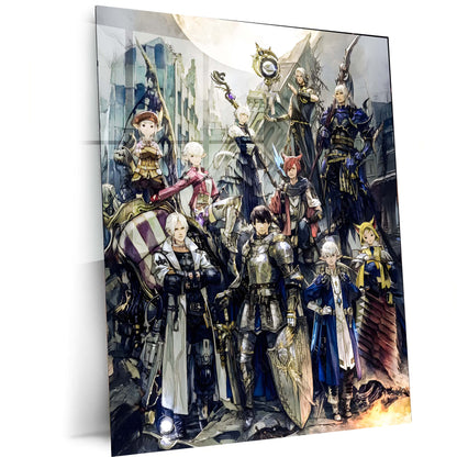Game Metal Poster | Final Fantasy XIV – Warriors of Light | Epic RPG Character Metal Frame Poster