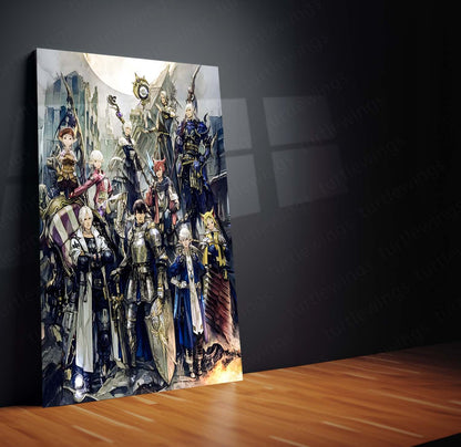 Game Metal Poster | Final Fantasy XIV – Warriors of Light | Epic RPG Character Metal Frame Poster