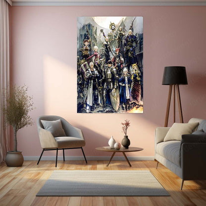 Game Metal Poster | Final Fantasy XIV – Warriors of Light | Epic RPG Character Metal Frame Poster