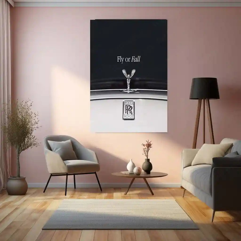 Quote Metal Poster | Rolls-Royce – Fly or Fall | Luxury Mindset Metal Frame - TURTLEWINGS