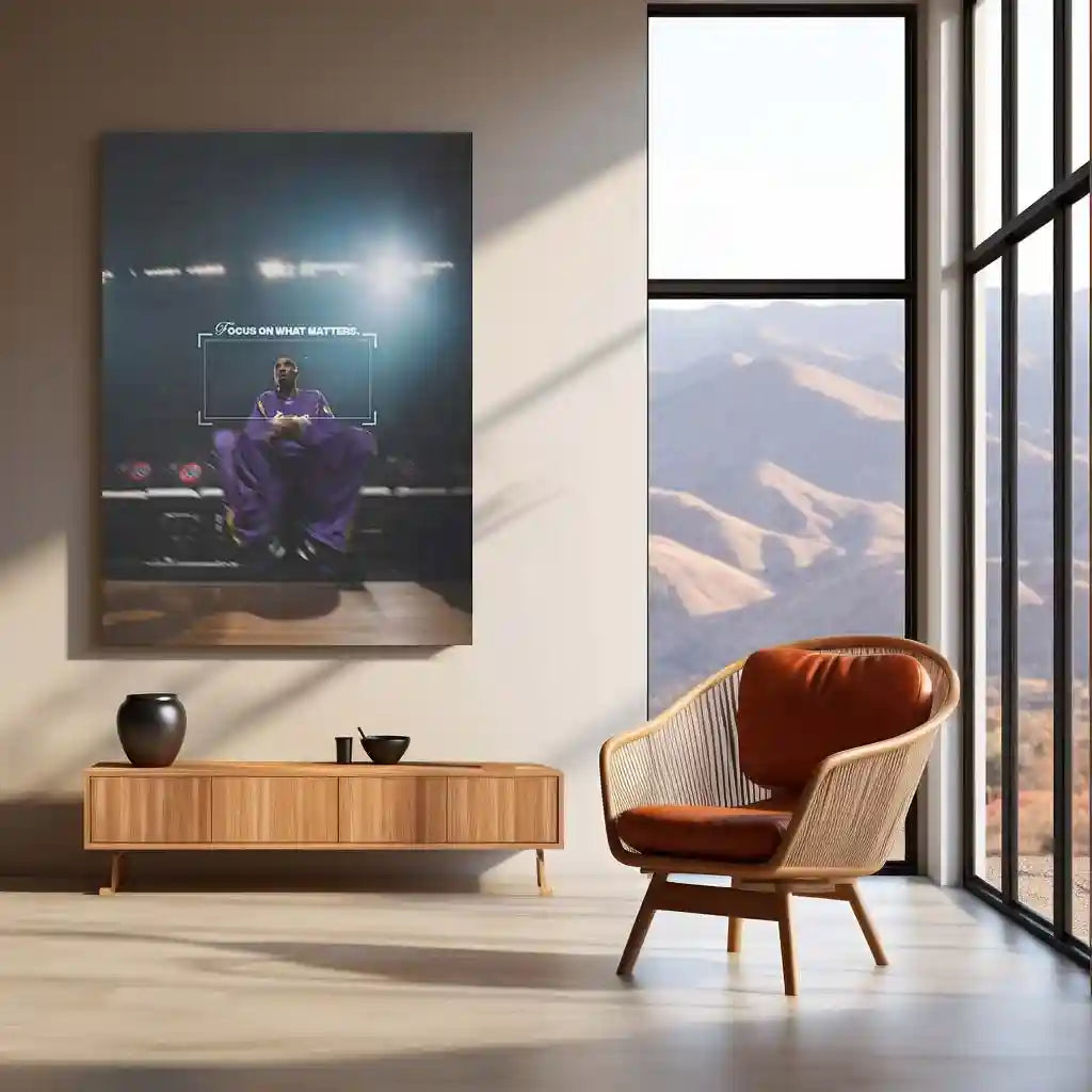 Quote Metal Poster | Kobe Bryant – Focus on What Matters Metal Frame | Mamba Mentality Focus Wall Art | Basketball Motivation Quote Metal Poster - TURTLEWINGS