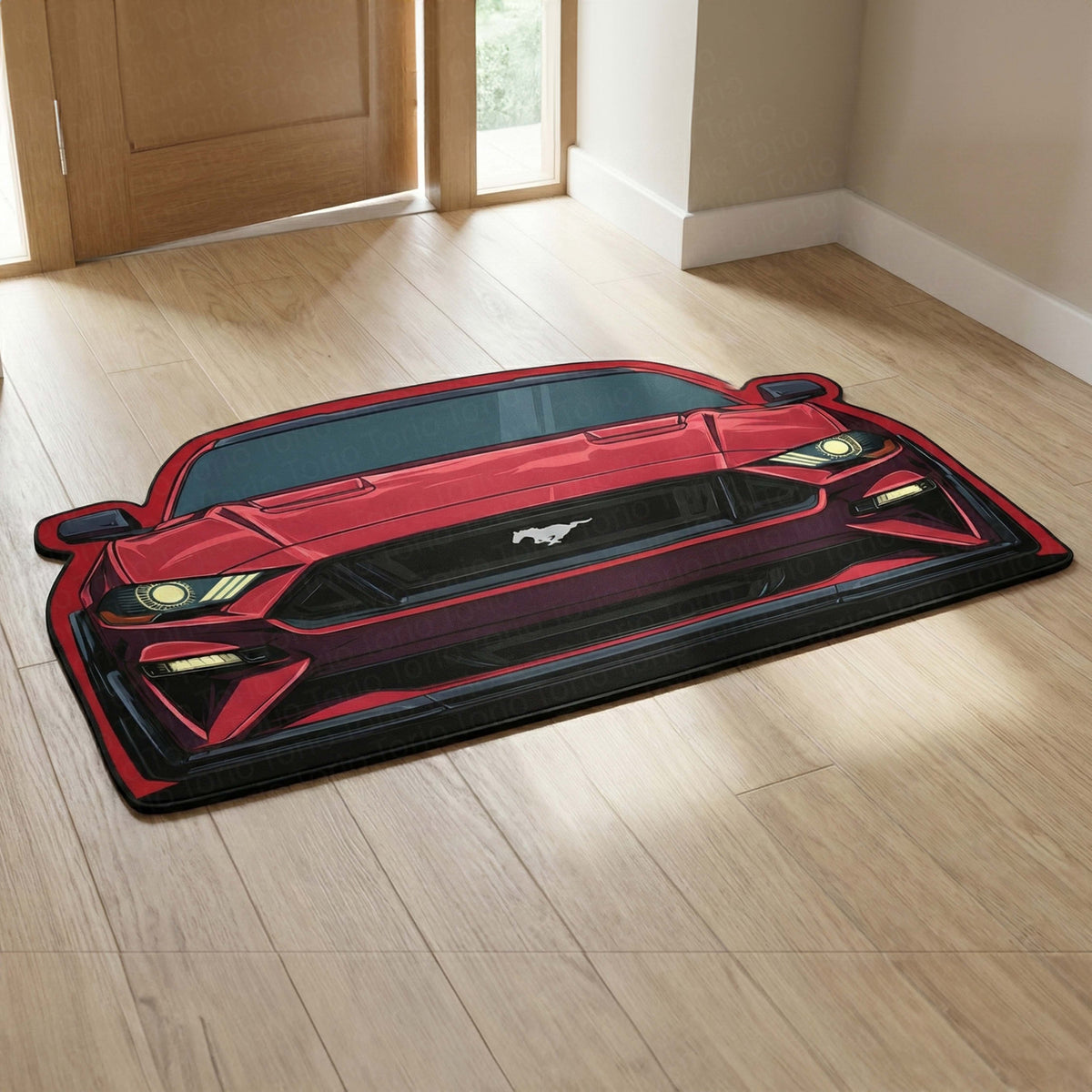 Ford Mustang GT Rubber Mat | Anti-Slip 3mm Absorbent Car-Style Flat Rug | Easy Clean Waterproof Automotive Designer Mat for Home & Garage