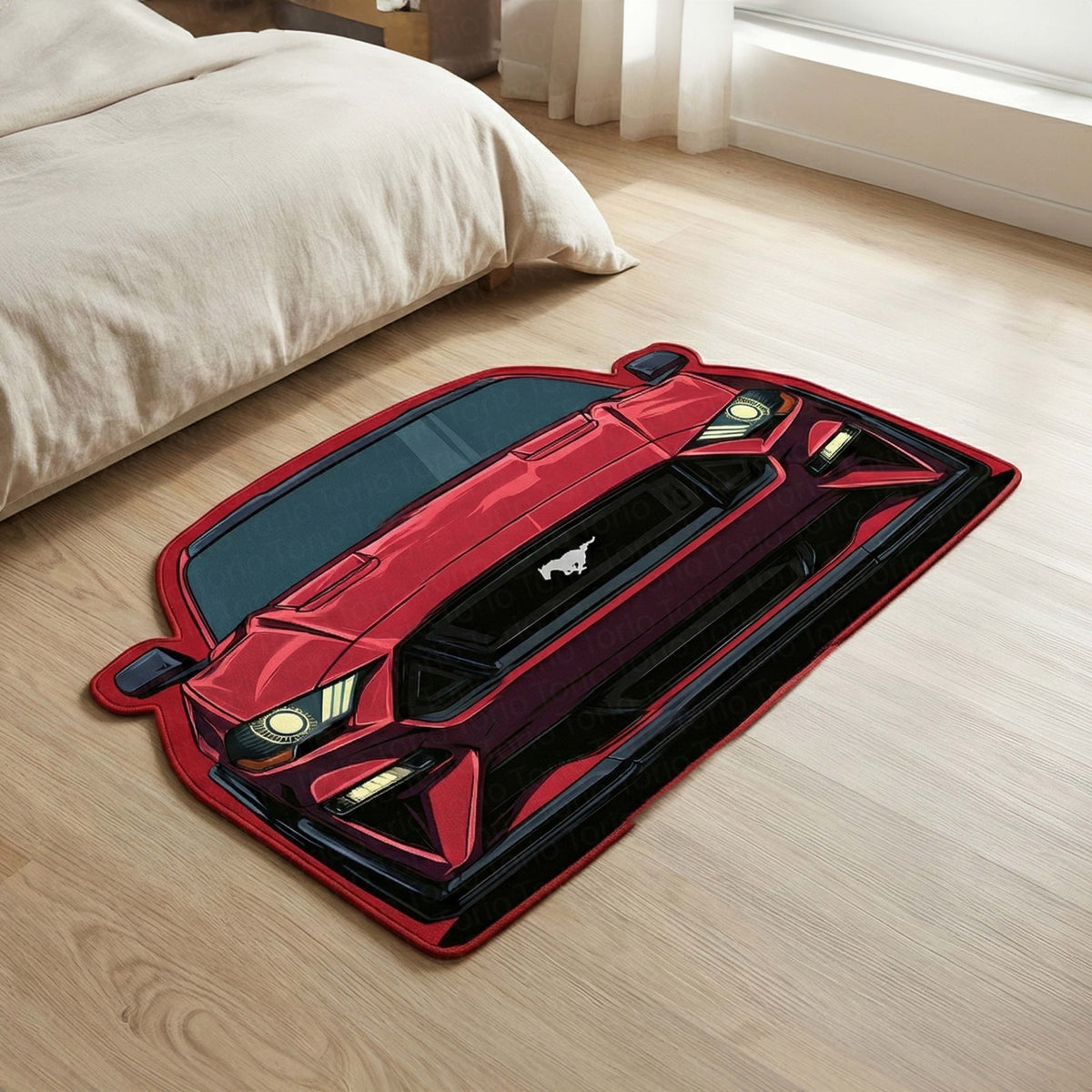 Ford Mustang GT Rubber Mat | Anti-Slip 3mm Absorbent Car-Style Flat Rug | Easy Clean Waterproof Automotive Designer Mat for Home & Garage